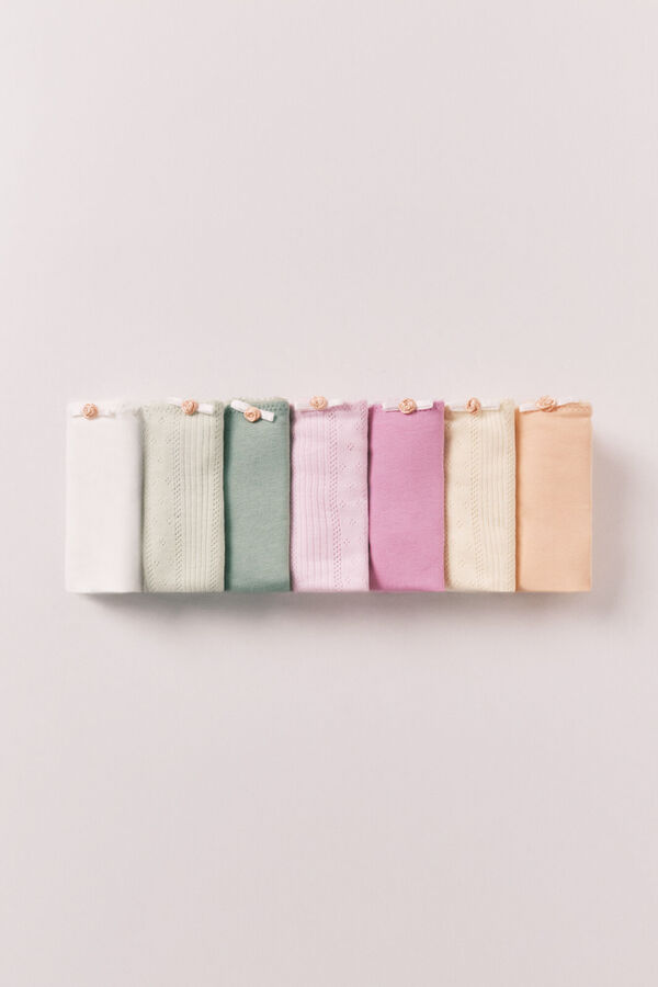 Women'secret Pack 7 tangas de algod&oacute;n pointelle mix colores blanco