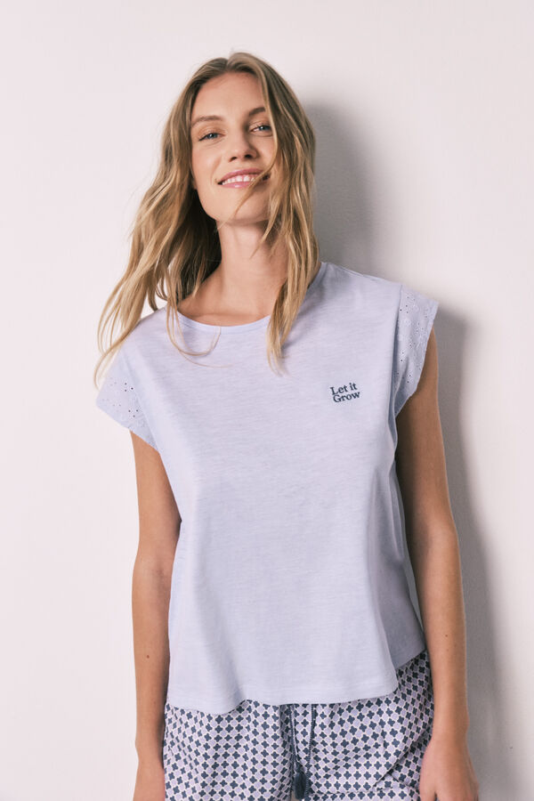 Women'secret Pijama corta de algod&oacute;n estampado lila morado/lila