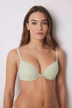 Womensecret GORGEOUS brasier push up relleno encaje tul plumetí verde verde