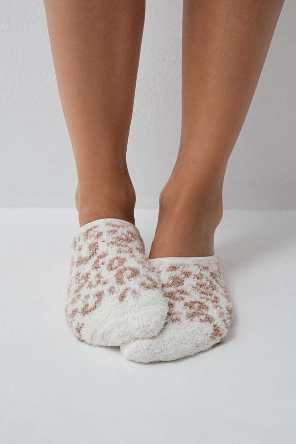 Women'secret Calcetines slip on estampado animal beige beige