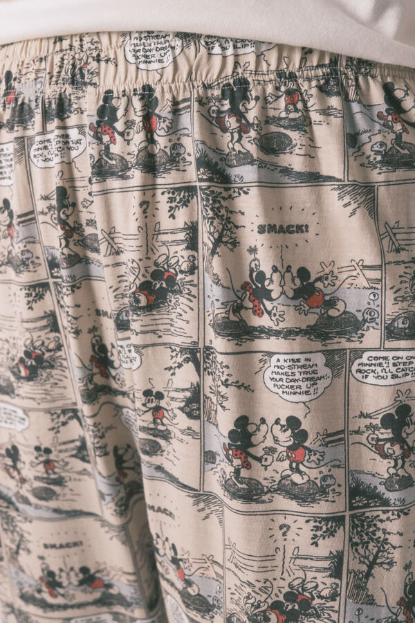 Women'secret Pijama larga blanco de Mickey Mouse 100% algodón marfil