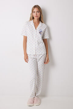 Womensecret Pijama camisera 100% algodón corazones azules blanco