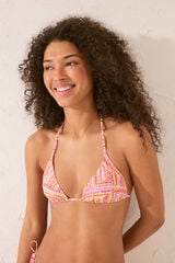 Womensecret Top de bikini triangular con patchwork de lúrex estampado