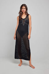 Gisela Vestido largo negro de crochet negro