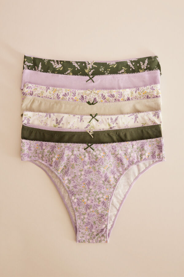 Womensecret Pack 7 panties brasileños algodón lavanda verde