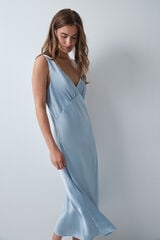 Women'secret Camis&oacute;n largo satinado de tirantes azul azul