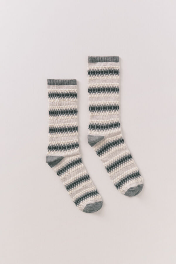 Women'secret Calcetines largos en forma de diamante de color gris claro gris