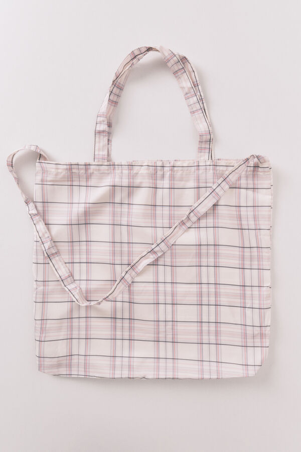 Women'secret Llavero-bolsa plegable cuadros rosa Stitch estampado