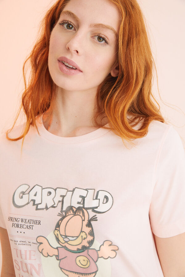 Womensecret Pijama larga algodón Garfield rosa rosa