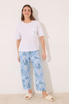 Womensecret Pijama capri 100% algodón con estampado floral marfil