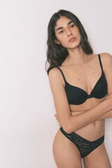 Women'secret Tanga cintura "V" de encaje negra negro