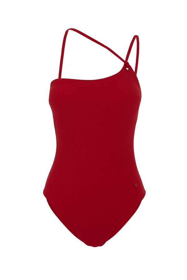 Womensecret Traje de baño moldeador asimétrico rojo rojo