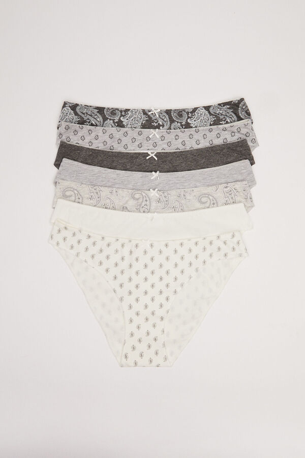 Womensecret Pack 7 panties algodón gris estampado