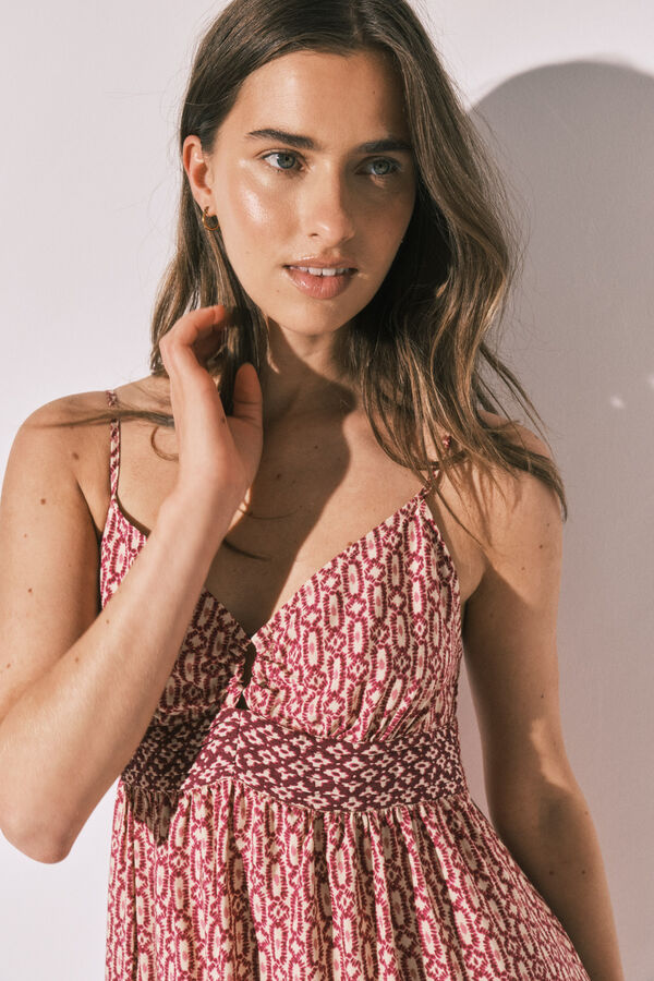 Women'secret Vestido corto de tirantes estampado