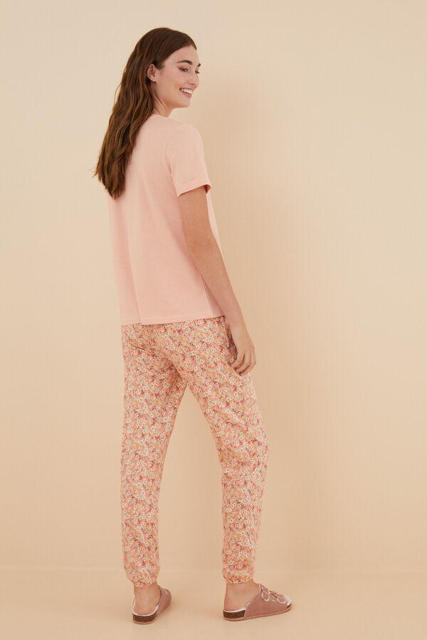 Womensecret Pijama 100% algodón Snoopy naranja rosa manga corta naranja