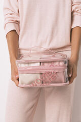 Womensecret Pack de 3 neceseres de goma metalizada rosa