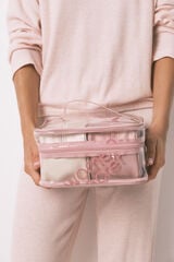 Womensecret Pack de 3 neceseres de goma metalizada rosa