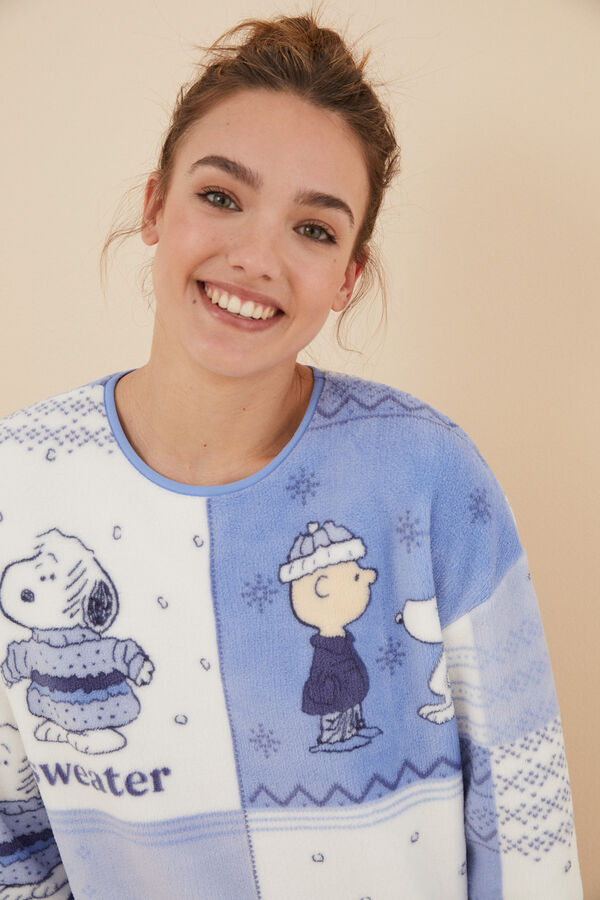 Womensecret Pijama polar Snoopy azul estampado