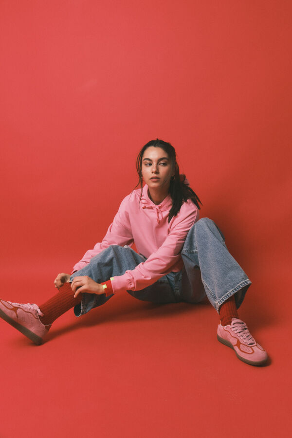 HI&BYE Sudadera con capucha de felpa de algod&oacute;n rosa rosa