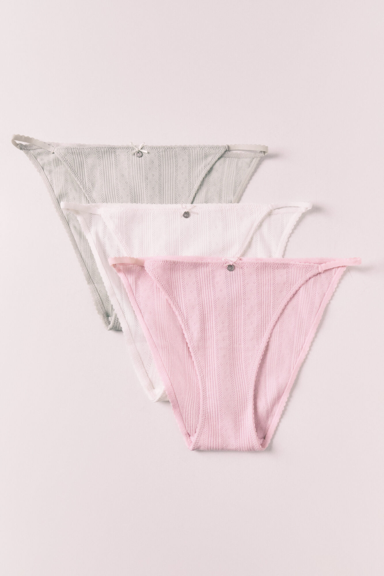 Women'secret Pack de 3 panties cl&aacute;sicas de algod&oacute;n pointelle multicolor