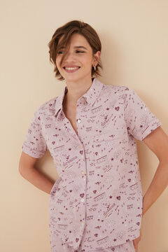 Womensecret Pijama camisera 100% algodón rosa corazones rosa