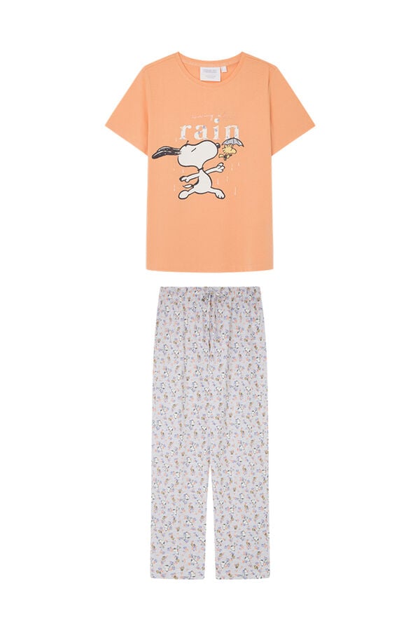 Womensecret Pijama 100% algodón naranja Snoopy naranja