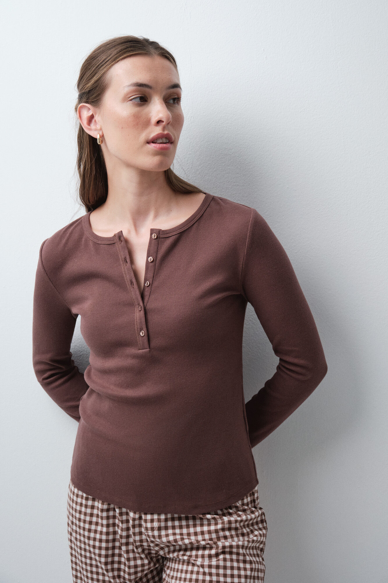 Women'secret Pijama larga de algod&oacute;n a cuadros