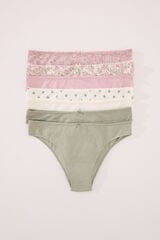 Womensecret Pack de 7 panties brasileñas de algodón multicolor estampado