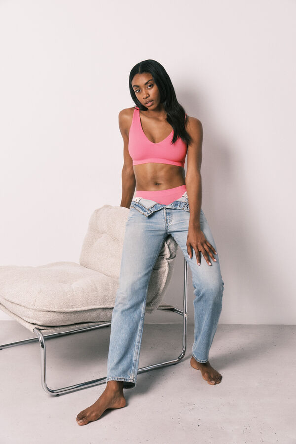 Women'secret Top halter liso clean cut coral coral