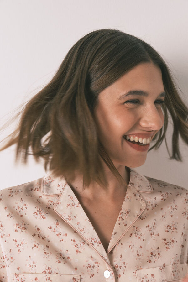 Womensecret Pijama camisera de satén rosa rosa