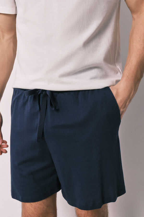 Women'secret Pijama corta de hombre de algod&oacute;n vermut marfil