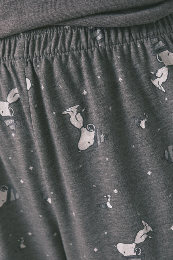 Women'secret Pijama larga de Snoopy 100% algodón gris