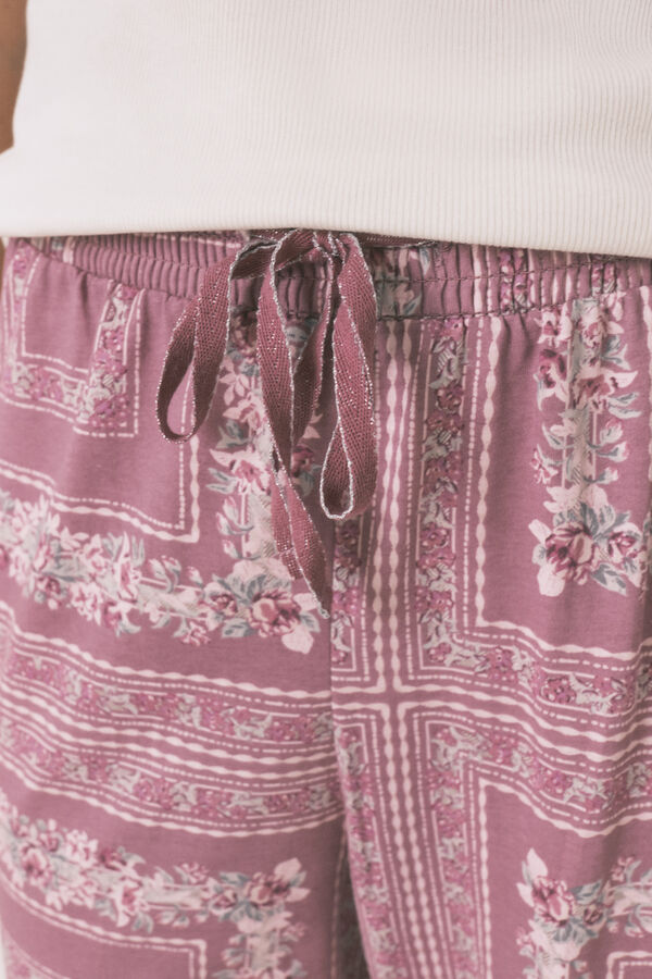 Womensecret Pijama larga con estampado de flores  gris