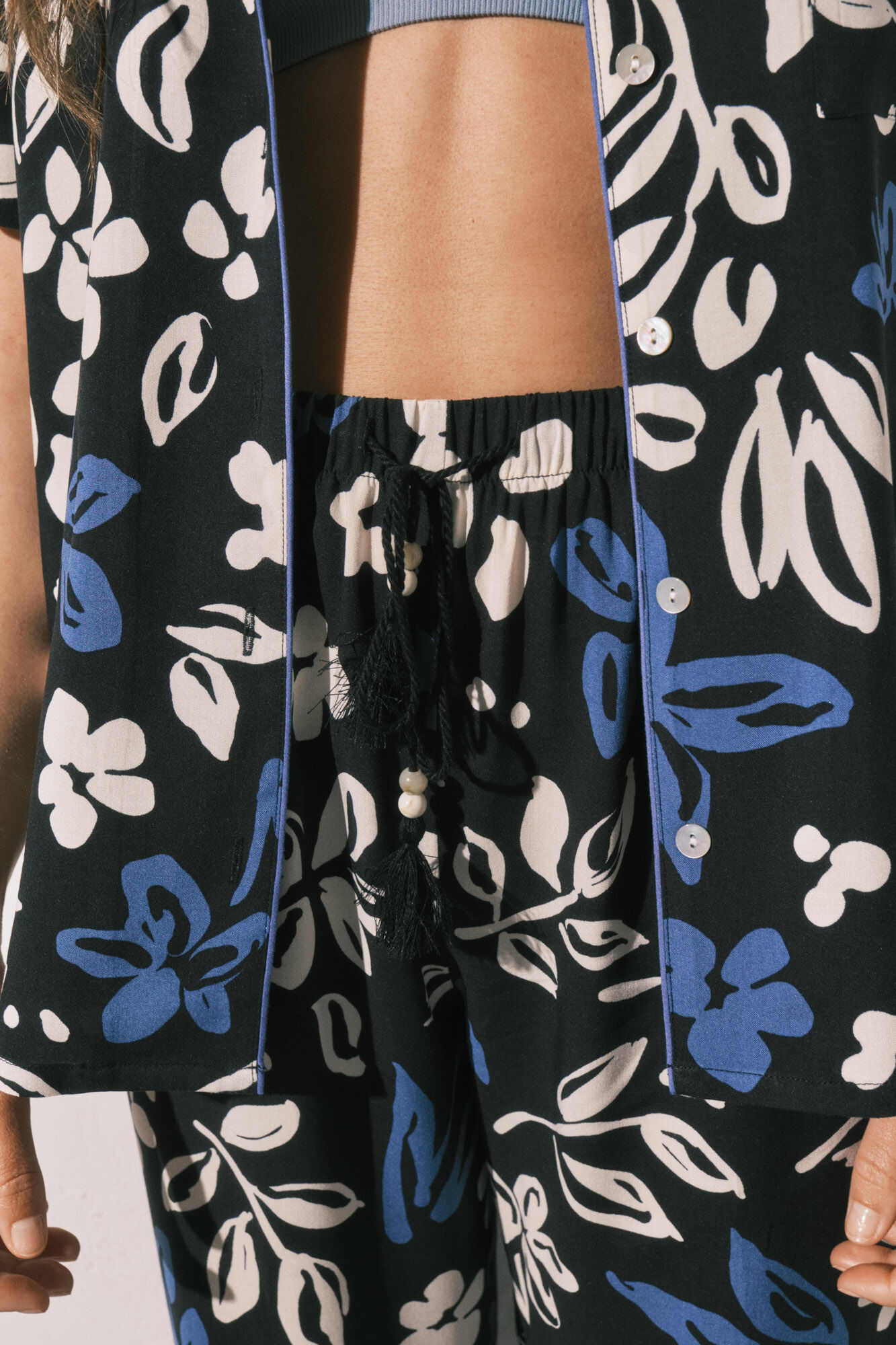 Women'secret Pijama capri camisera de flores azul