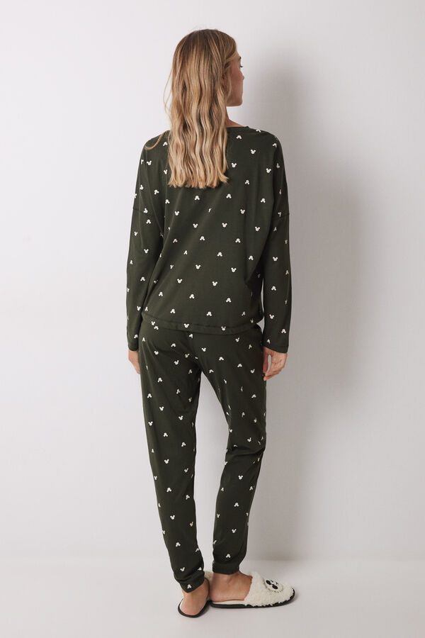 Womensecret Pijama larga con logo de Mickey Mouse kaki