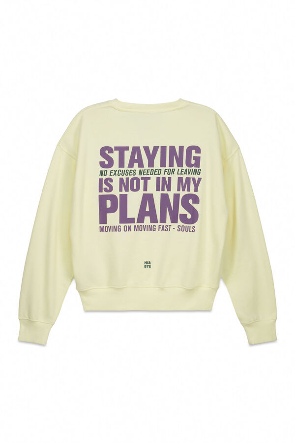 HI&BYE Sudadera corta lisa de felpa de algod&oacute;n amarilla amarillo