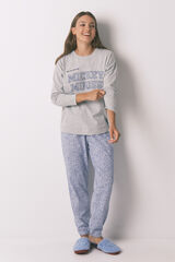 Women'secret Pijama larga algodón Mickey gris gris
