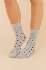 Womensecret Calcetines largos algodón topos azul lurex gris