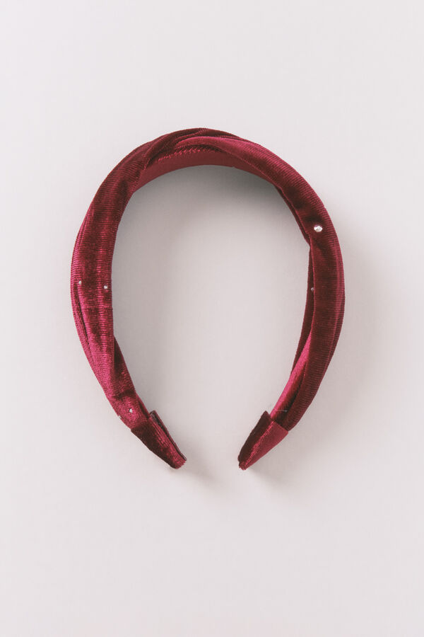 Women'secret Diadema de terciopelo rojo con purpurina púrpura