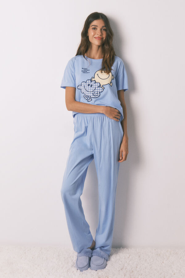 Women'secret Pijama larga de manga corta SmileyWorld&reg; azul