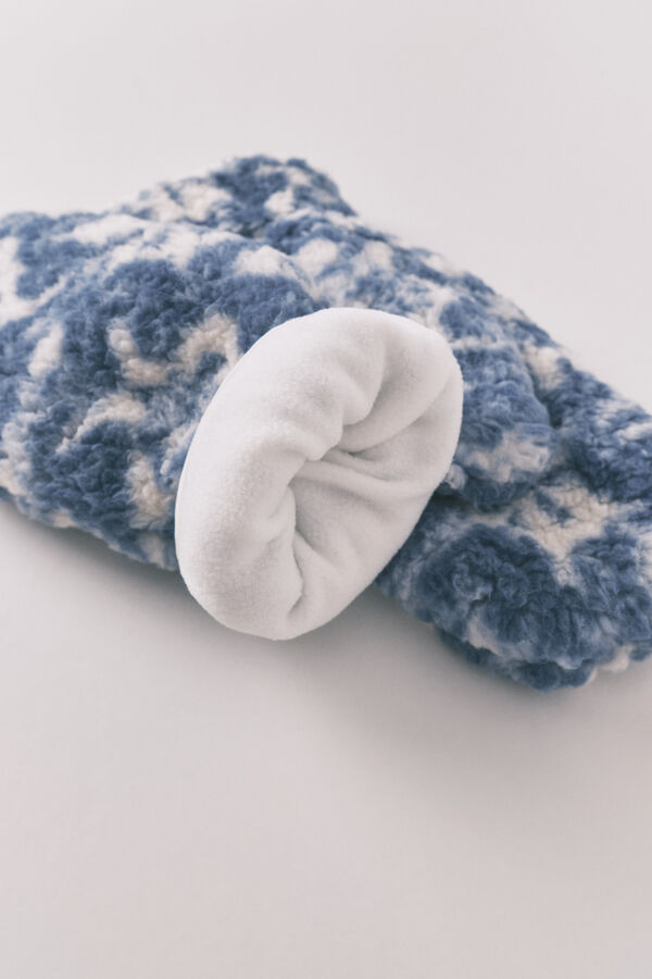 Women'secret Mitones de borrego con estampado azul estampado