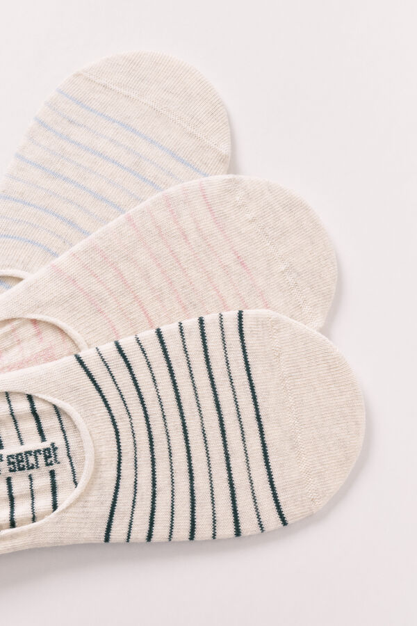 Women'secret Pack de 3 calcetines invisibles estampados a rayas estampado