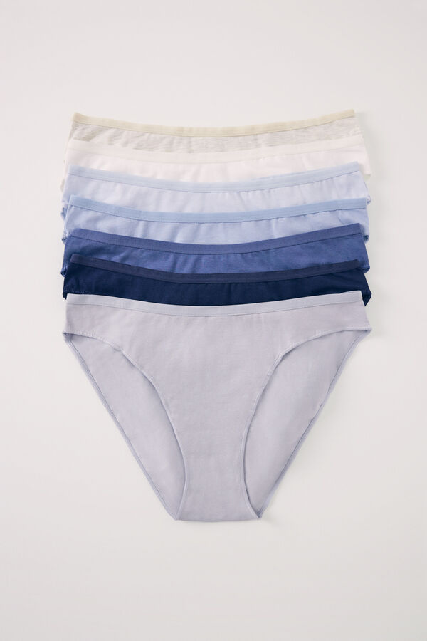 Womensecret Pack 7 panties clásicos algodón tonos azules blanco