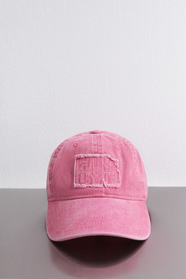 HI&BYE Gorra de algodón rosa con logo bordado rosa
