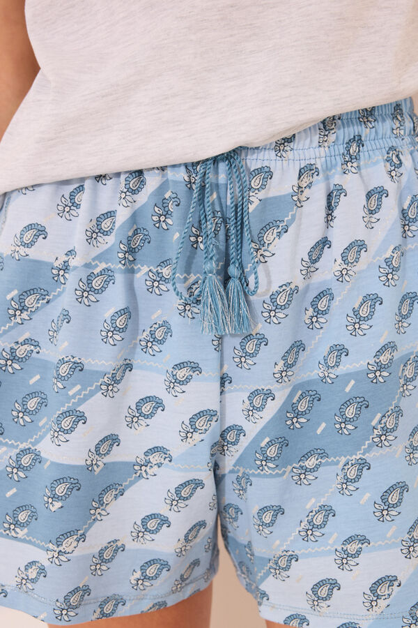 Womensecret Pijama corta con tirantes de algodón paisley  gris