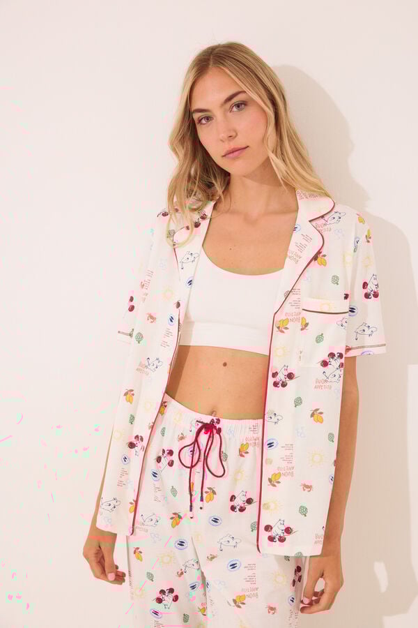 Womensecret Pijama camisera 100% algodón color marfil marfil