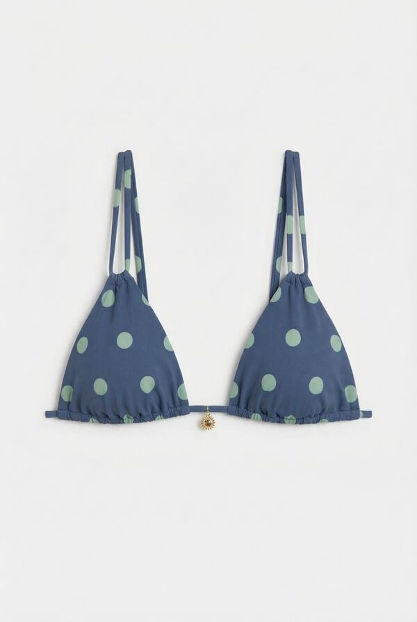 Women'secret Top de bikini triangular estampado de puntos azul estampado
