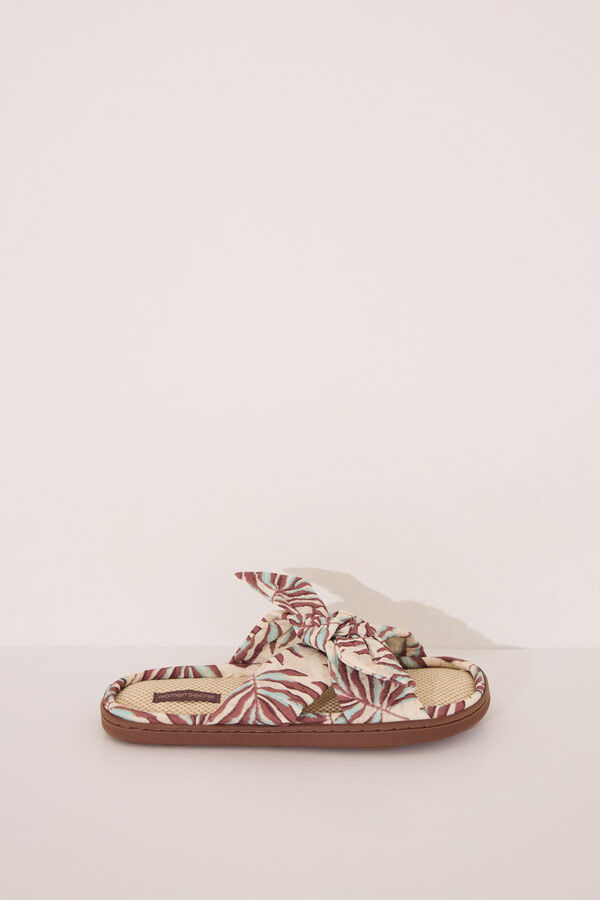 Womensecret Pantuflas para casa de rafia tropical verde