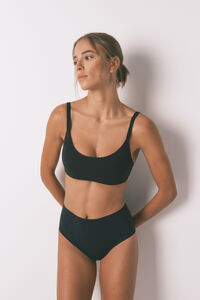 Women'secret Panty de algodón negra de cintura alta