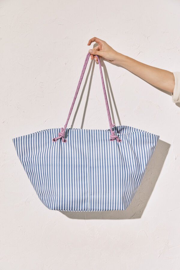 Women'secret Bolsa shopper de lona y cuerda azul